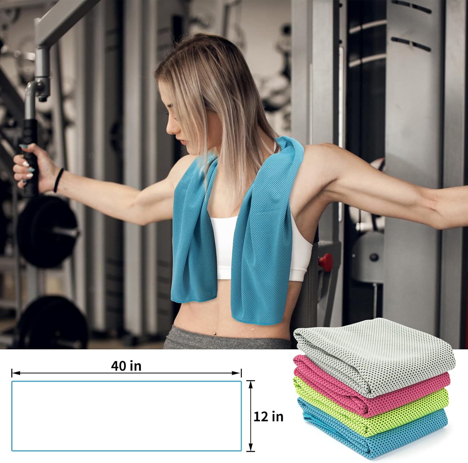 Microfibre Cooling Towels — 4 Pack, 100 × 30 cm