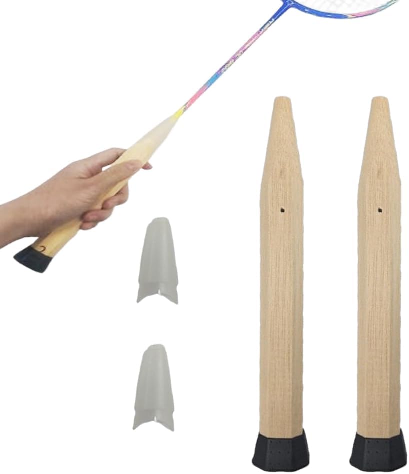 Badminton Racket Handle — Wooden Repair Set of 2