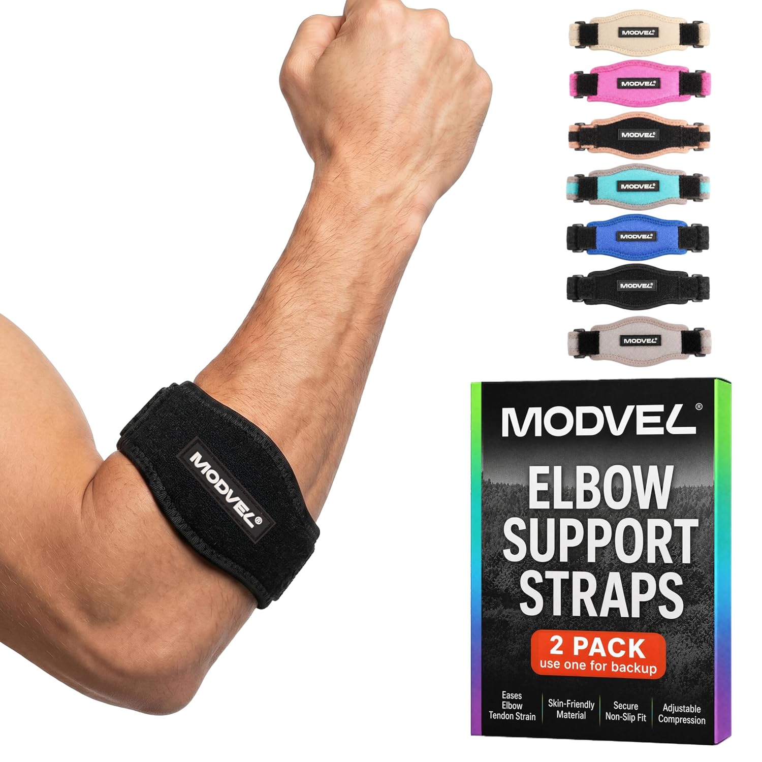 Elbow Support Strap — Adjustable, Pair