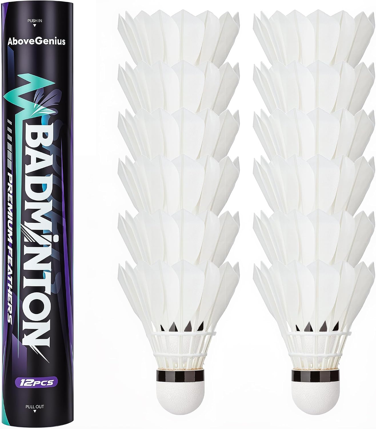 Goose Feather Badminton Shuttlecocks — 12 Pack