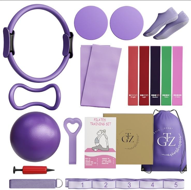 Pilates Equipment Set — 18 Pieces with Floor Sliders