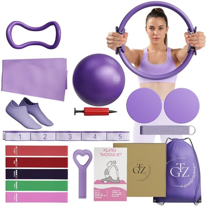 Pilates Equipment Set — 18 Pieces with Floor Sliders